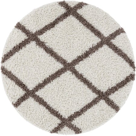 WELL WOVEN Madison Shag Cole Ivory Modern Tribal Trellis Round Rug 3 ft. 11 in. 78824R